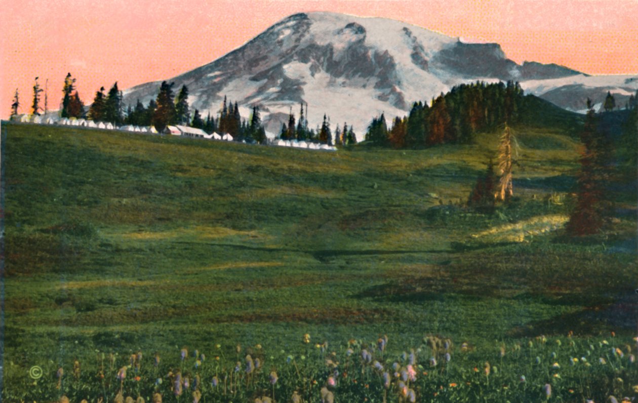 Kamp van de wolken, Mount Rainier door Asahel Curtis