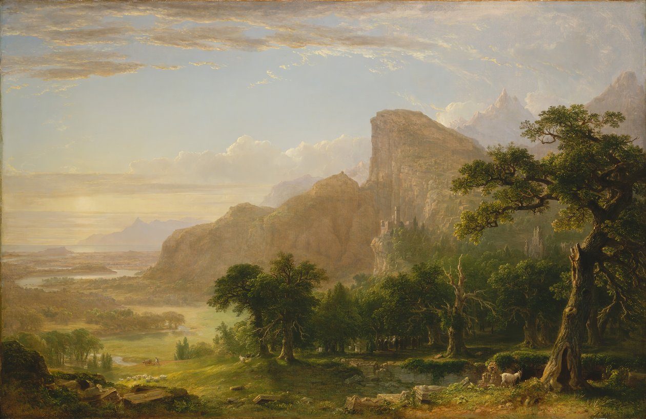 Landschapscène uit Thanatopsis door Asher Brown Durand