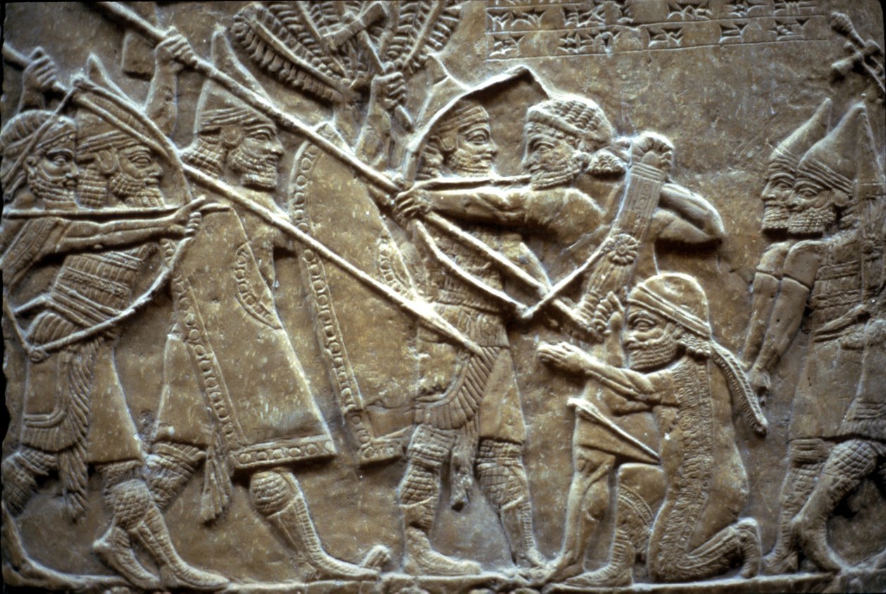 Ashurbanipal in de Slag bij Til-Tuba, 650-620 v.Chr. door Assyrian