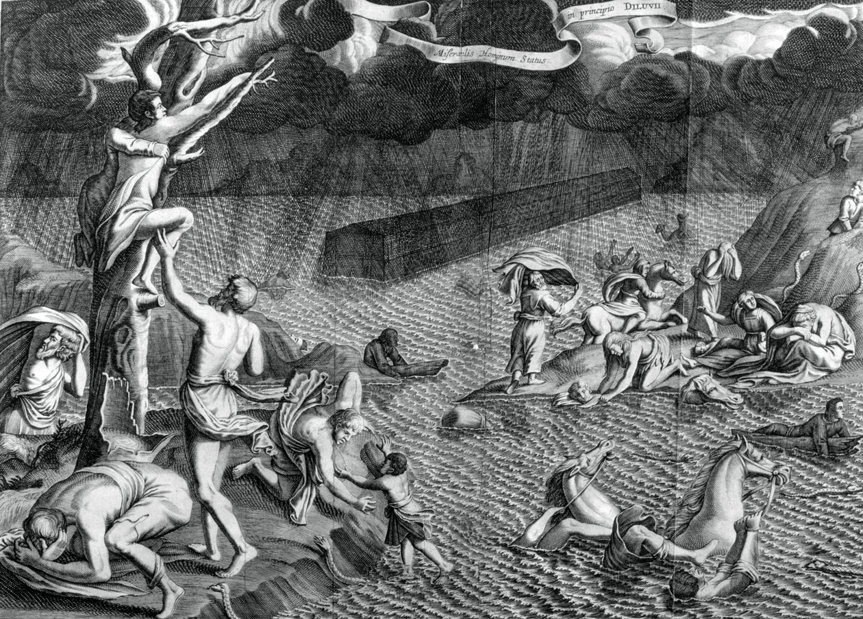 Scène van de zondvloed door Athanasius Kircher