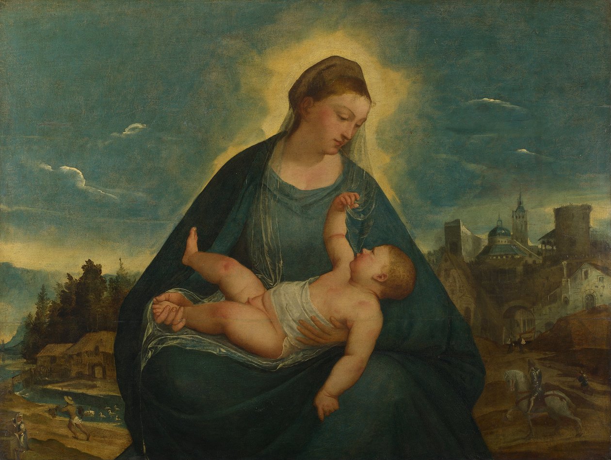 De Madonna en het kind door Attributed to Bernardino da Asola