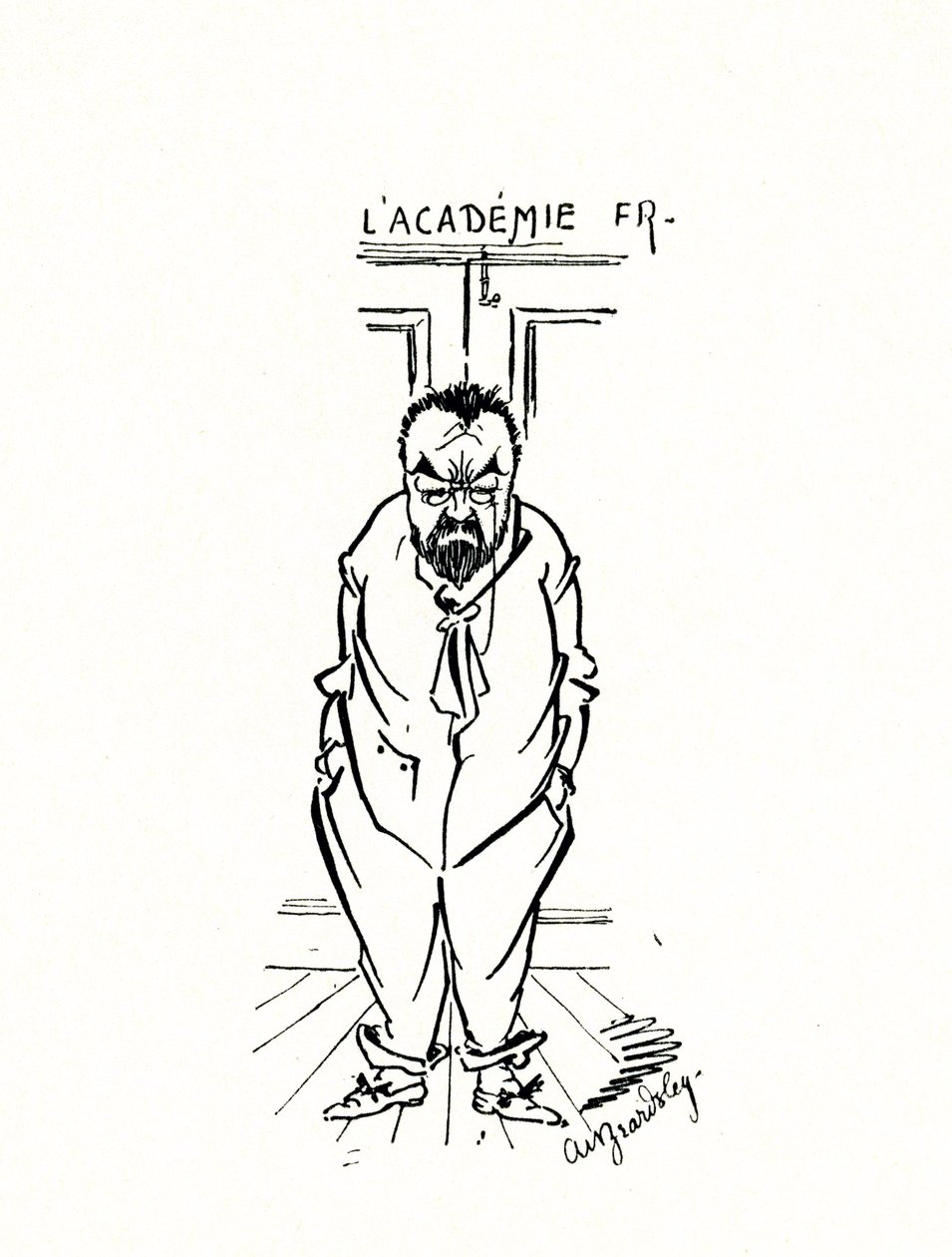 De Uitsluiting van Emile Zola uit de Academie Francaise door Aubrey Beardsley