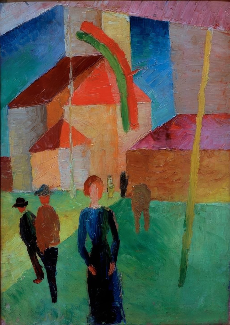 Vlaggende kerk door August Macke