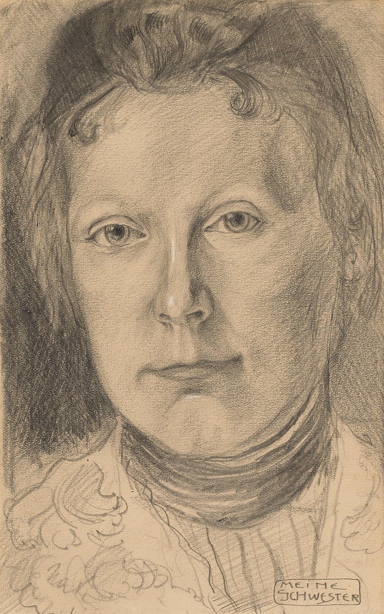 Portret van Ottilie Macke (Mijn zus) door August Macke