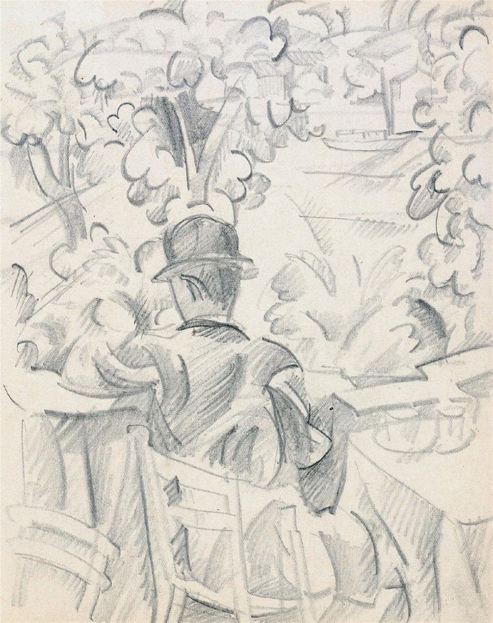 Café aan de Rivieroever door August Macke
