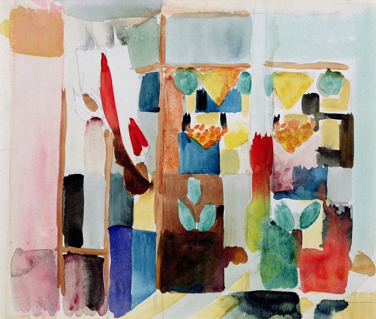 Kinderen bij de Groenteboer I, 1913 door August Macke