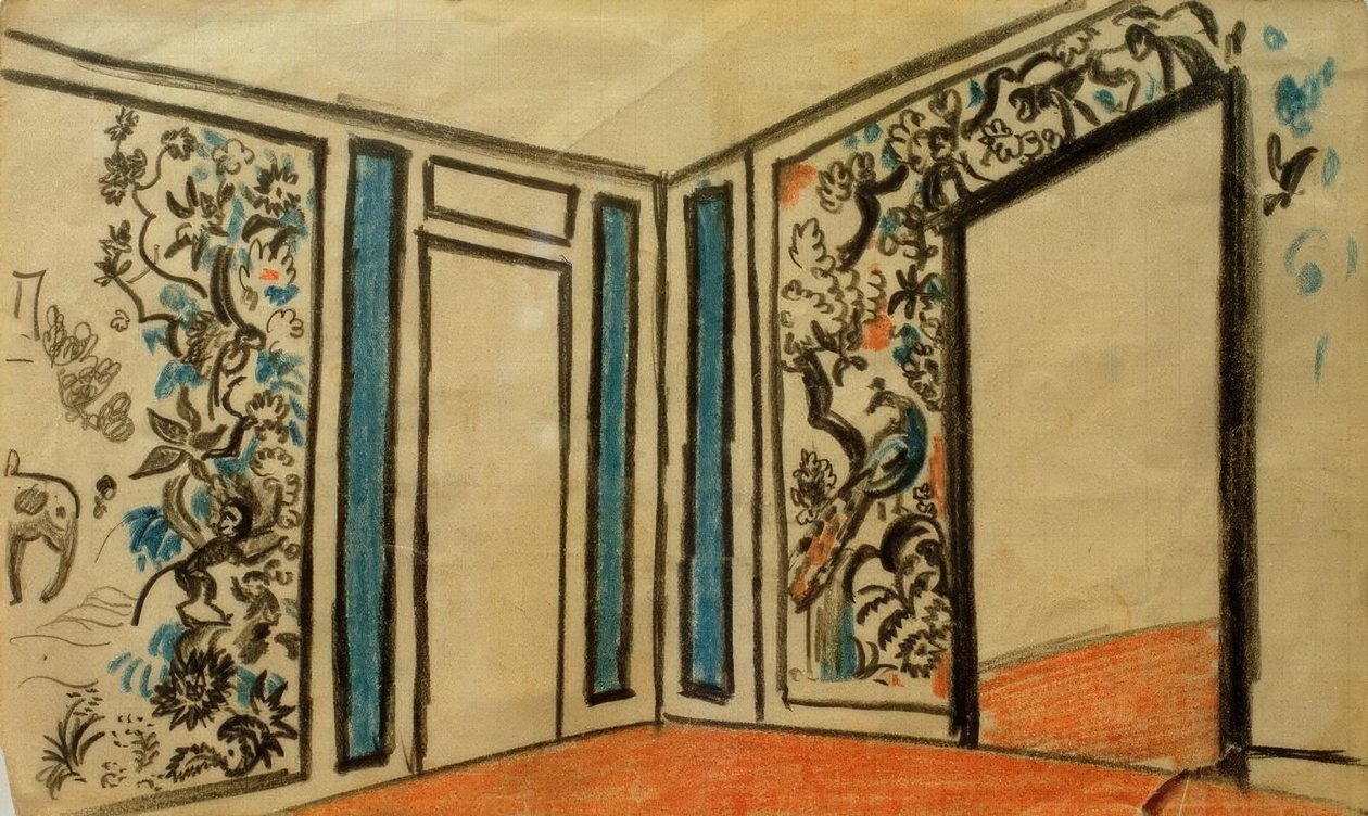 Ontwerp voor theesalon Worringer door August Macke