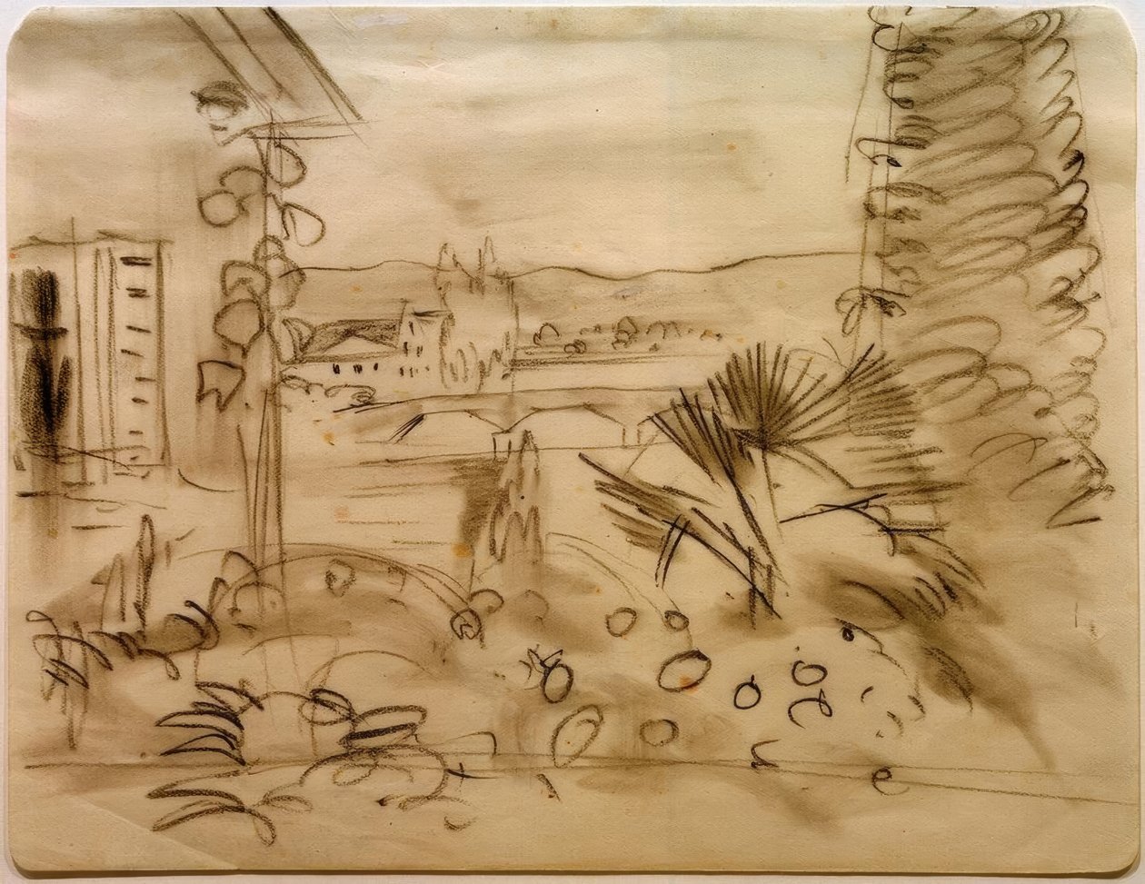 Tuinhuis in de Rhônevallei door August Macke