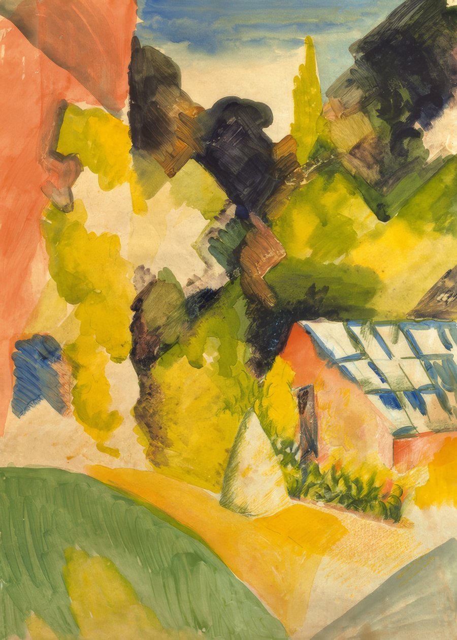 Kas in het park van Oberhofen door August Macke