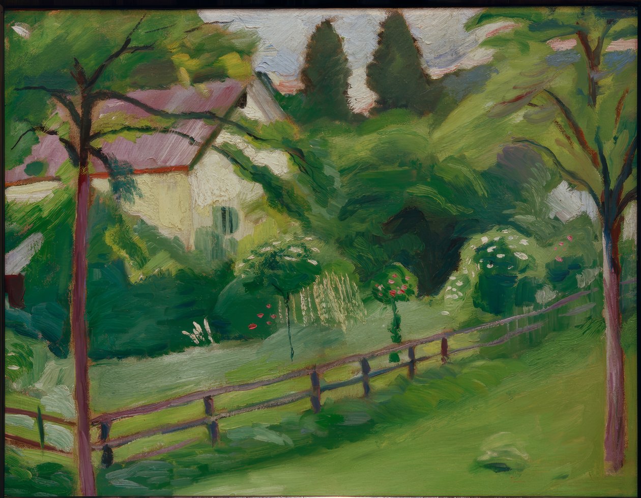 Landhuis met tuin door August Macke