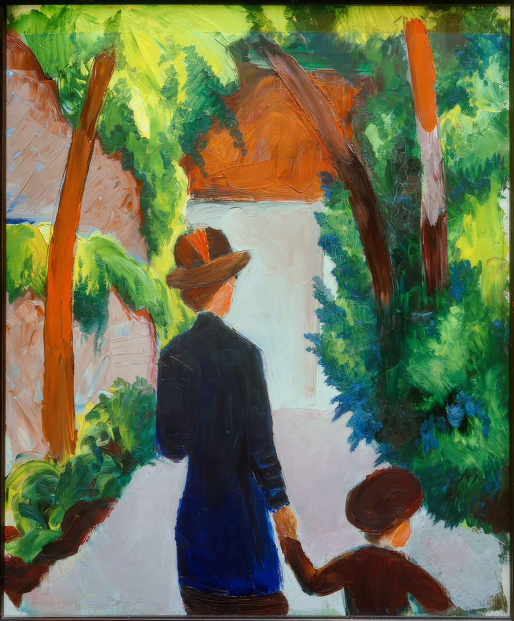 Moeder en kind in het park door August Macke