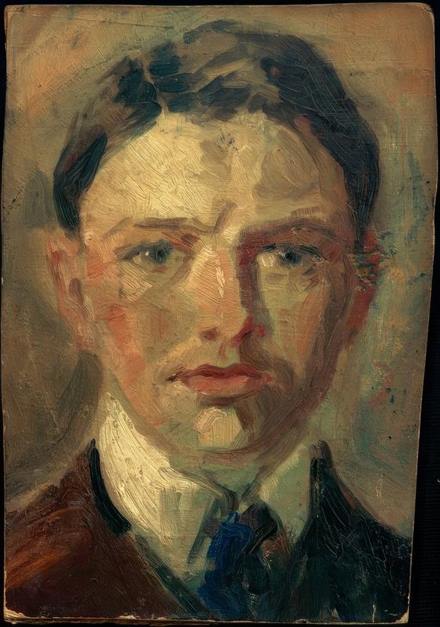 Studie voor een zelfportret door August Macke