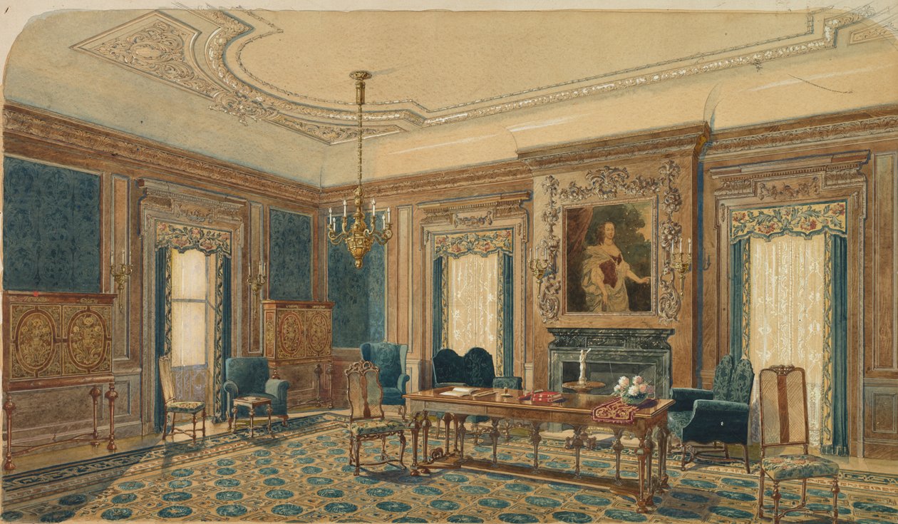 Schets van Interieurontwerp door August Frederick Biehle