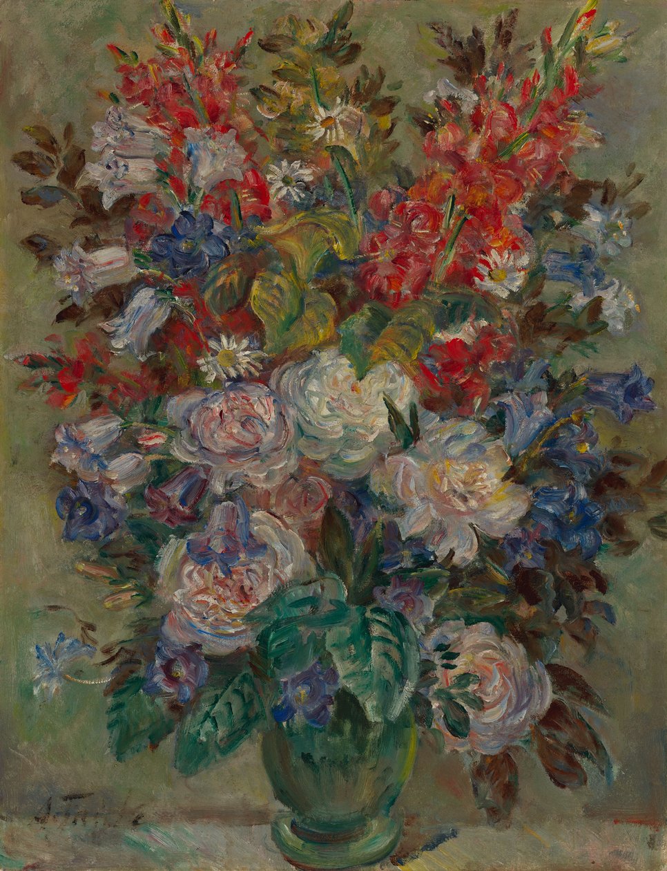 Bloemstilleven (olieverf op doek) door August Hermann Fricke