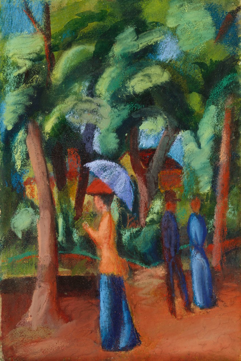 Een wandeling in het park, 1914 door August Macke