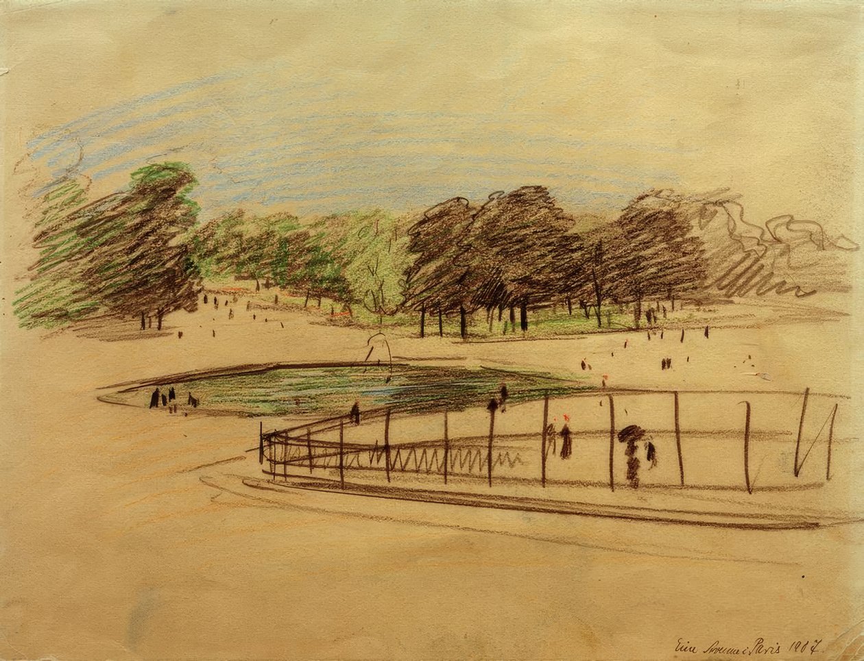Bassin in de Jardin des Tuileries door August Macke