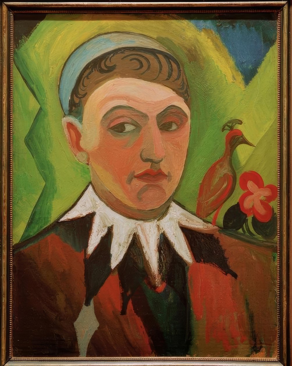 Clown, karikaturaal zelfportret door August Macke