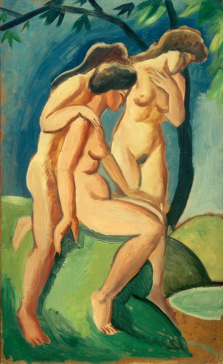 Drie naakten door August Macke