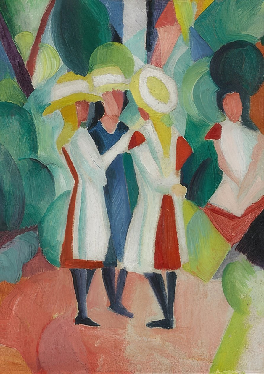 Drie meisjes met gele strohoeden (I). 1913 door August Macke