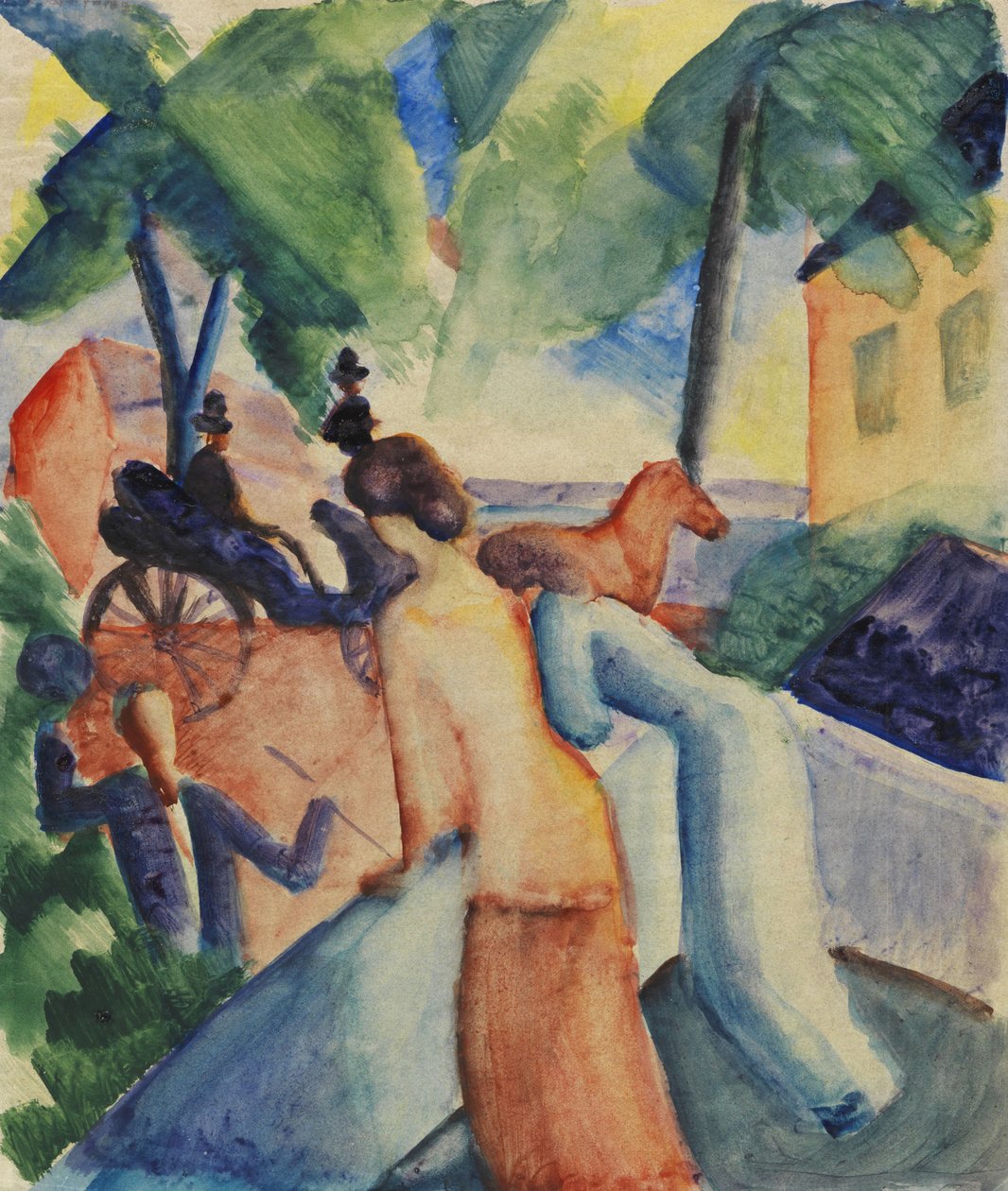 Groetend Meer Thun, 1913 door August Macke