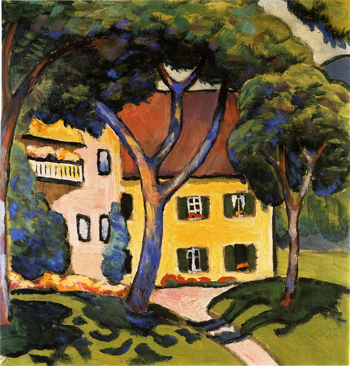 Huis in Tegernsee, 1910 door August Macke