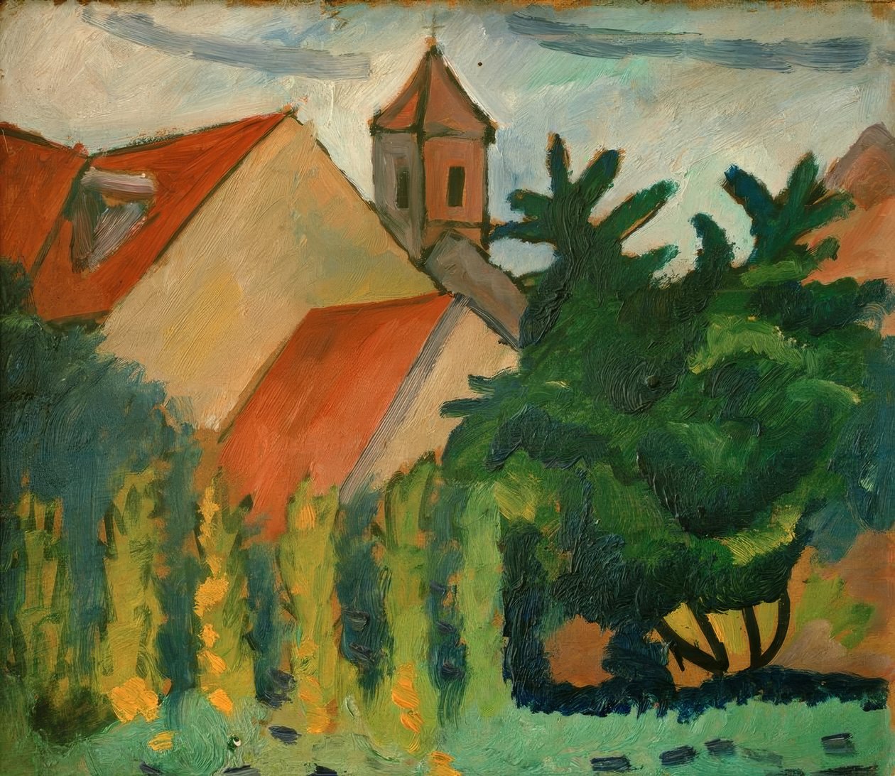 Kerk in Kandern door August Macke