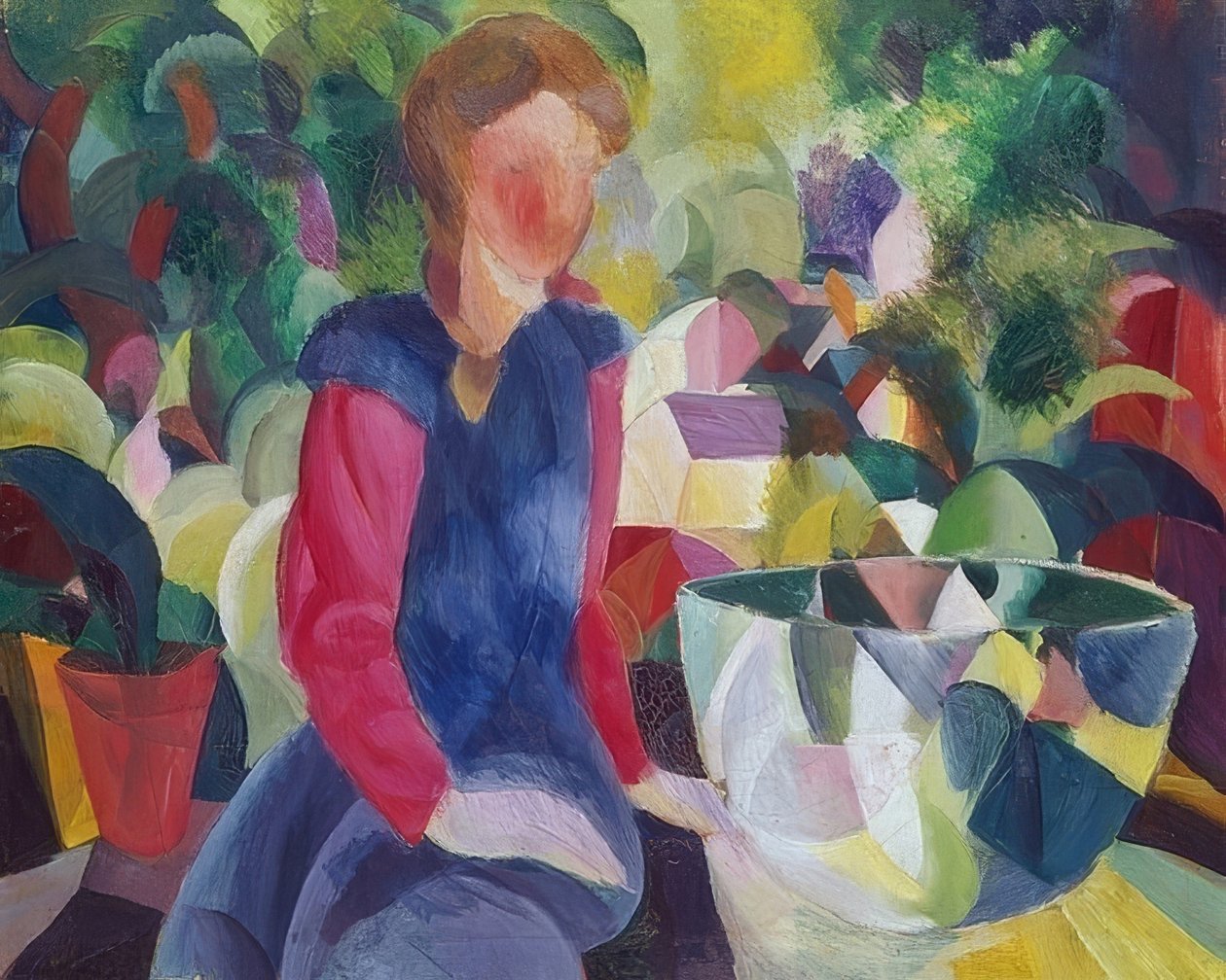 Meisje met viskom. 1914 door August Macke