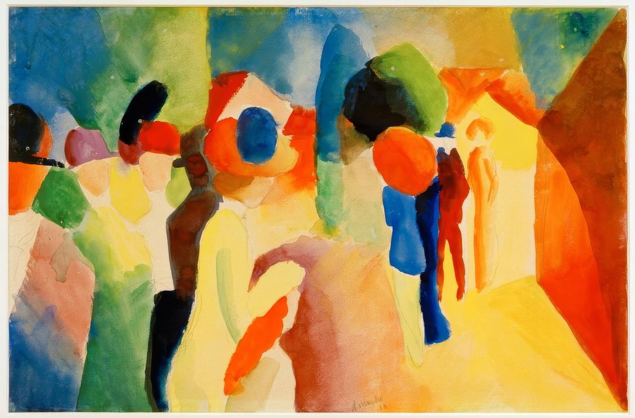 Met gele jas door August Macke