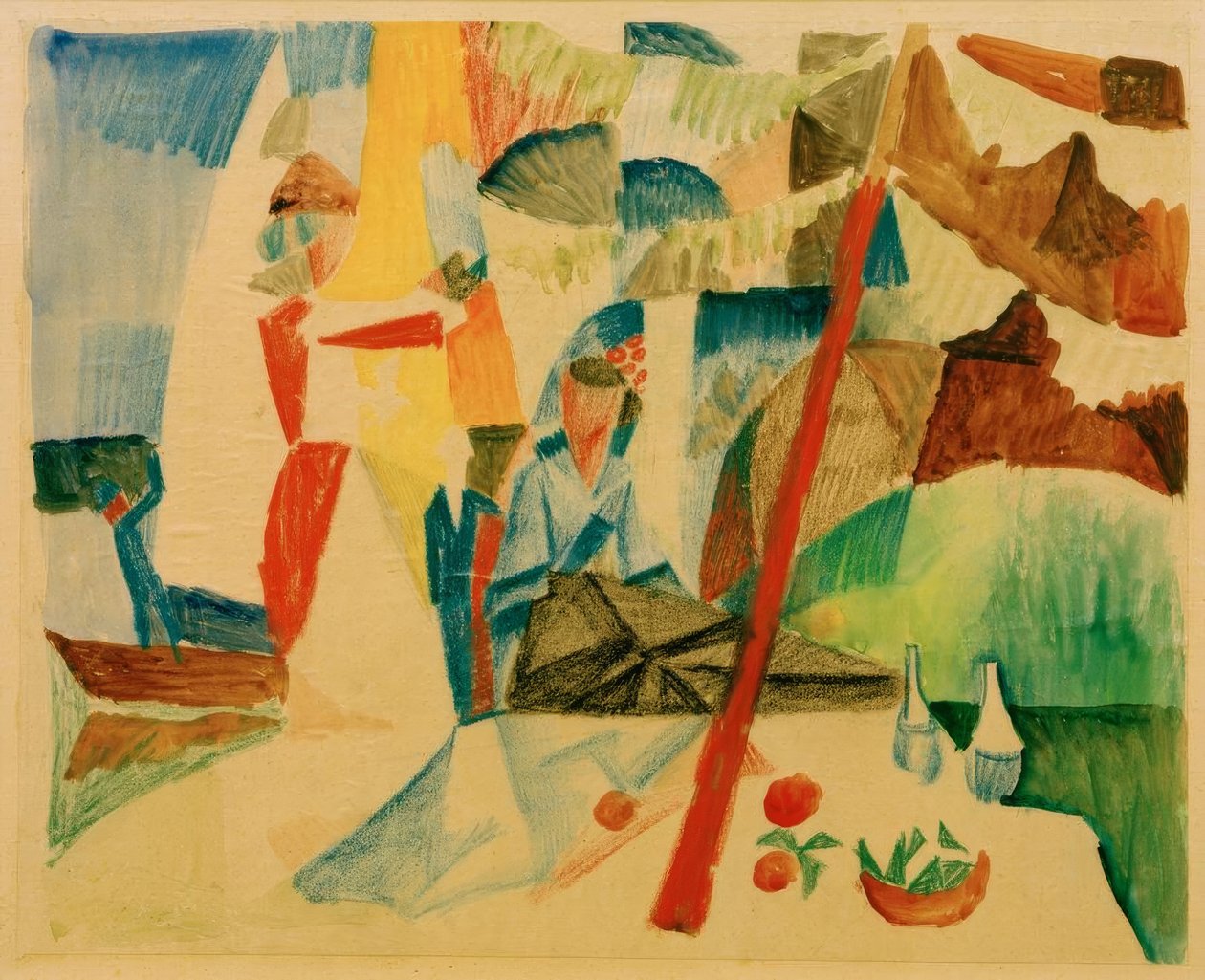 Picknick na het zeilen door August Macke