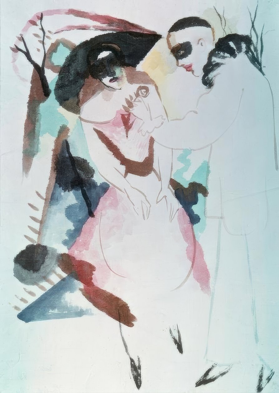 Pierrot en Dame door August Macke
