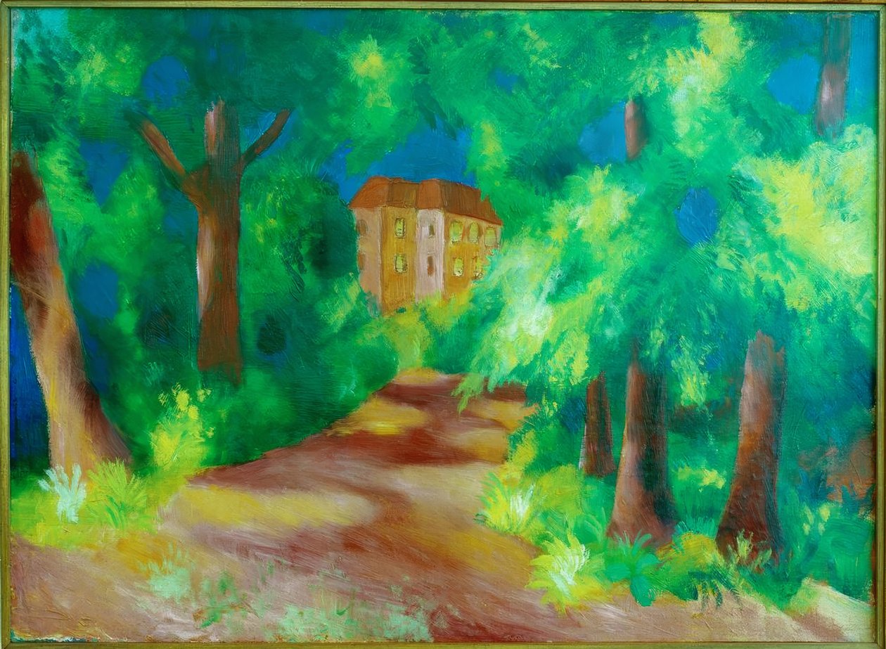Rood Huis in het Park door August Macke