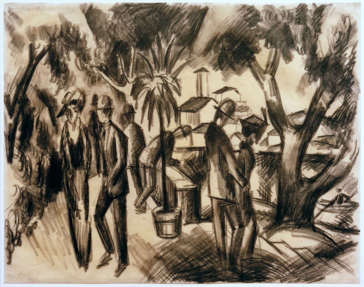 Wandelaars in het park door August Macke