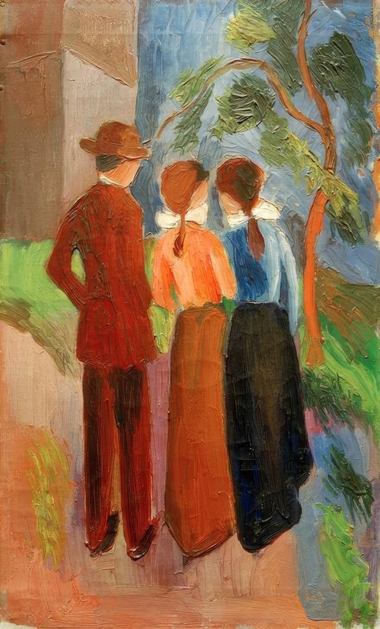 Wandeling met drie door August Macke