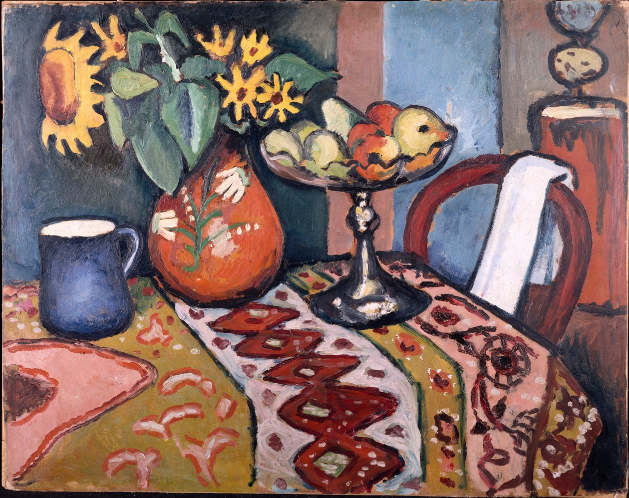 Stilleven met zonnebloemen II door August Macke