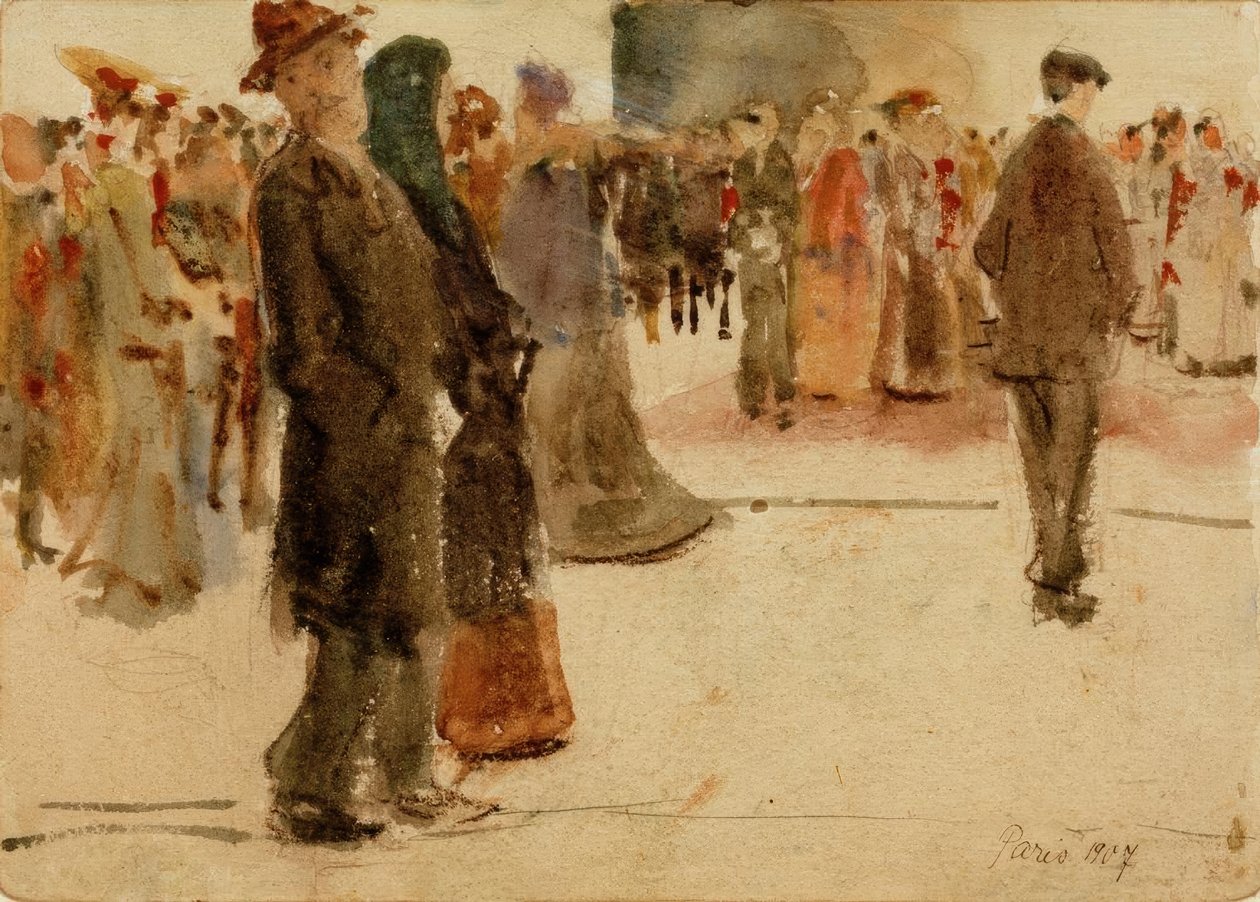 Straatscène uit Parijs door August Macke