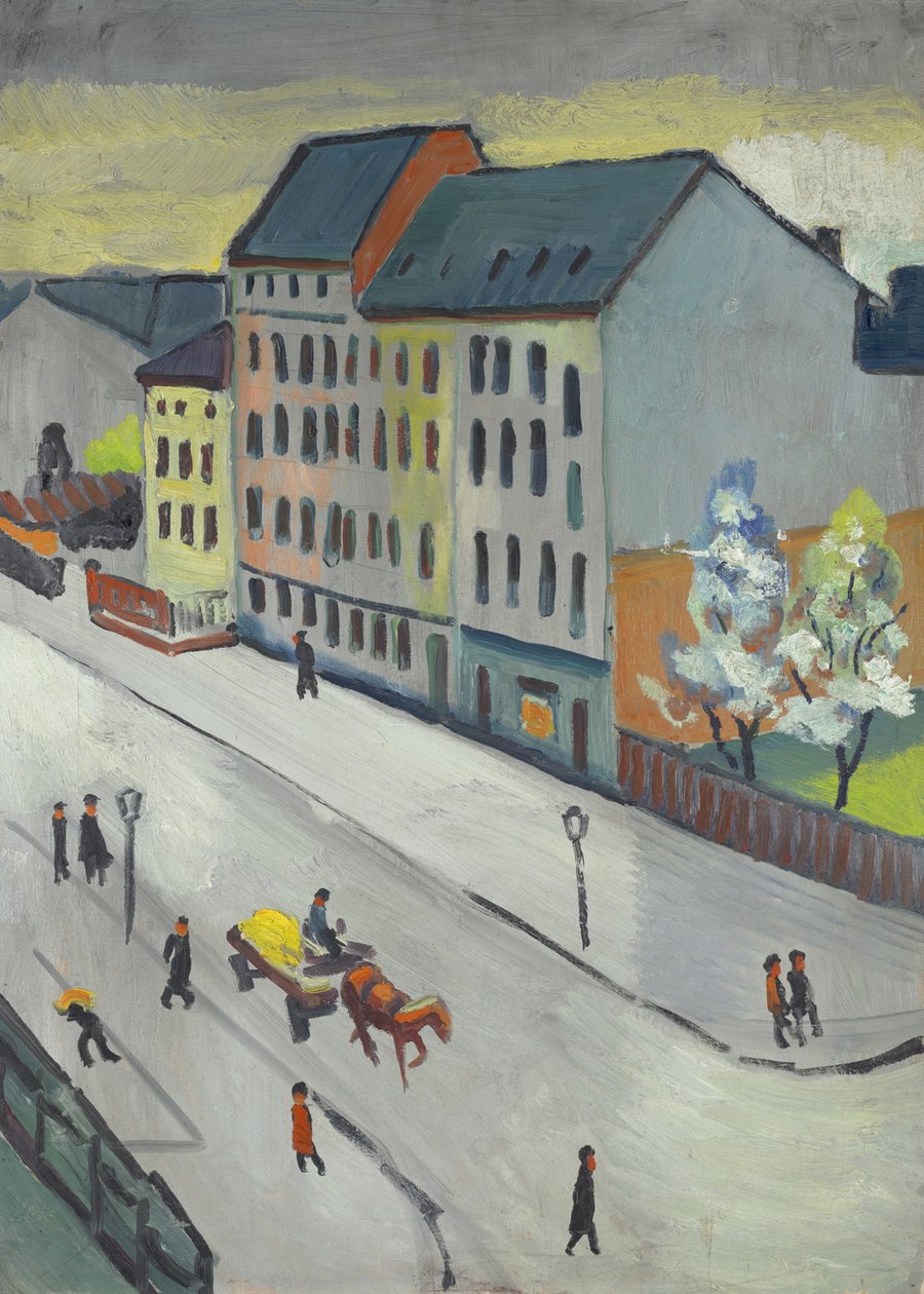 Onze straat in grijs door August Macke