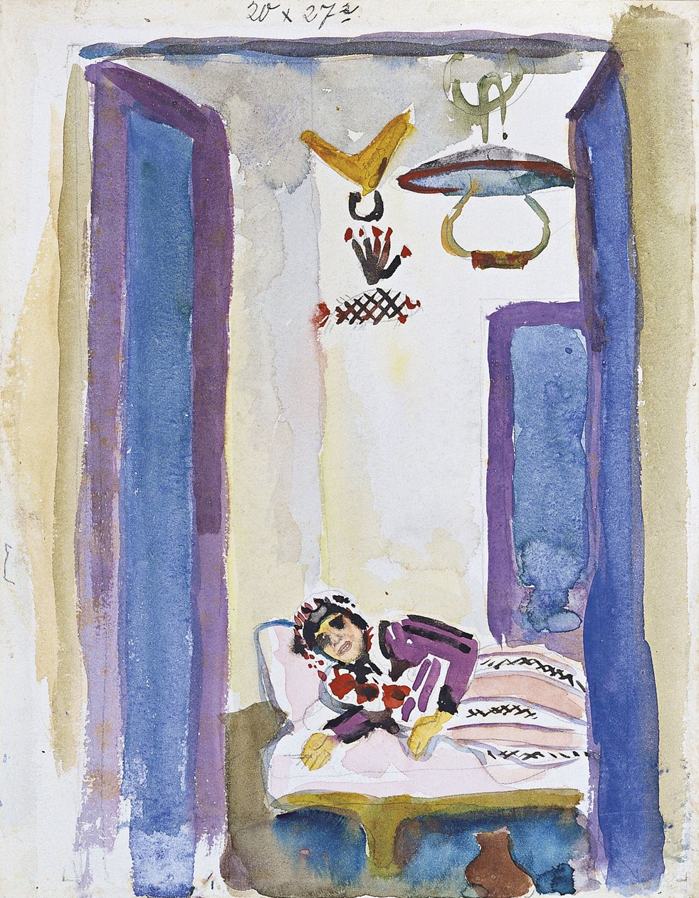 Vrouw op een divan door August Macke