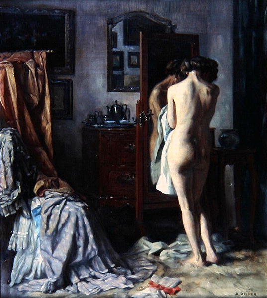 Het Boudoir, c.1910 door August Rieper
