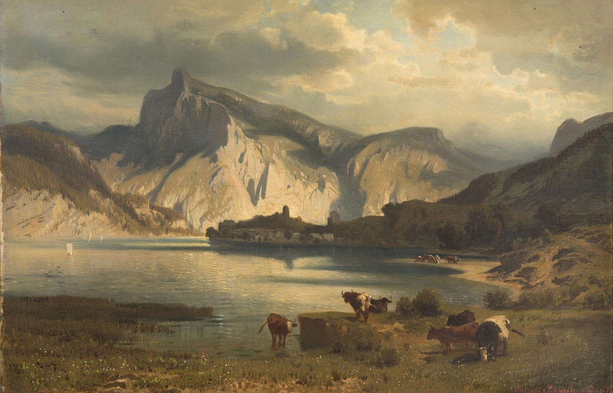 Landschap met een meer door August Schaeffer von Wienwald