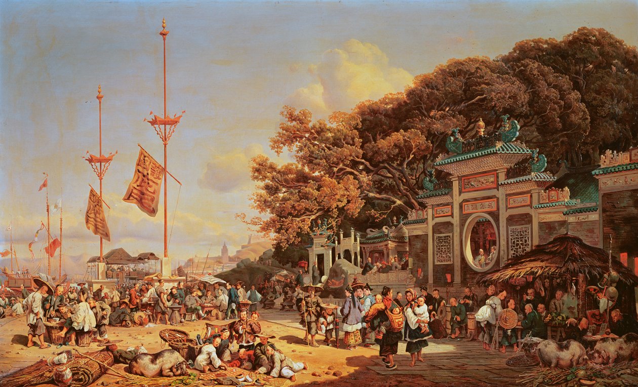 Een Markt in Macao door Auguste Borget