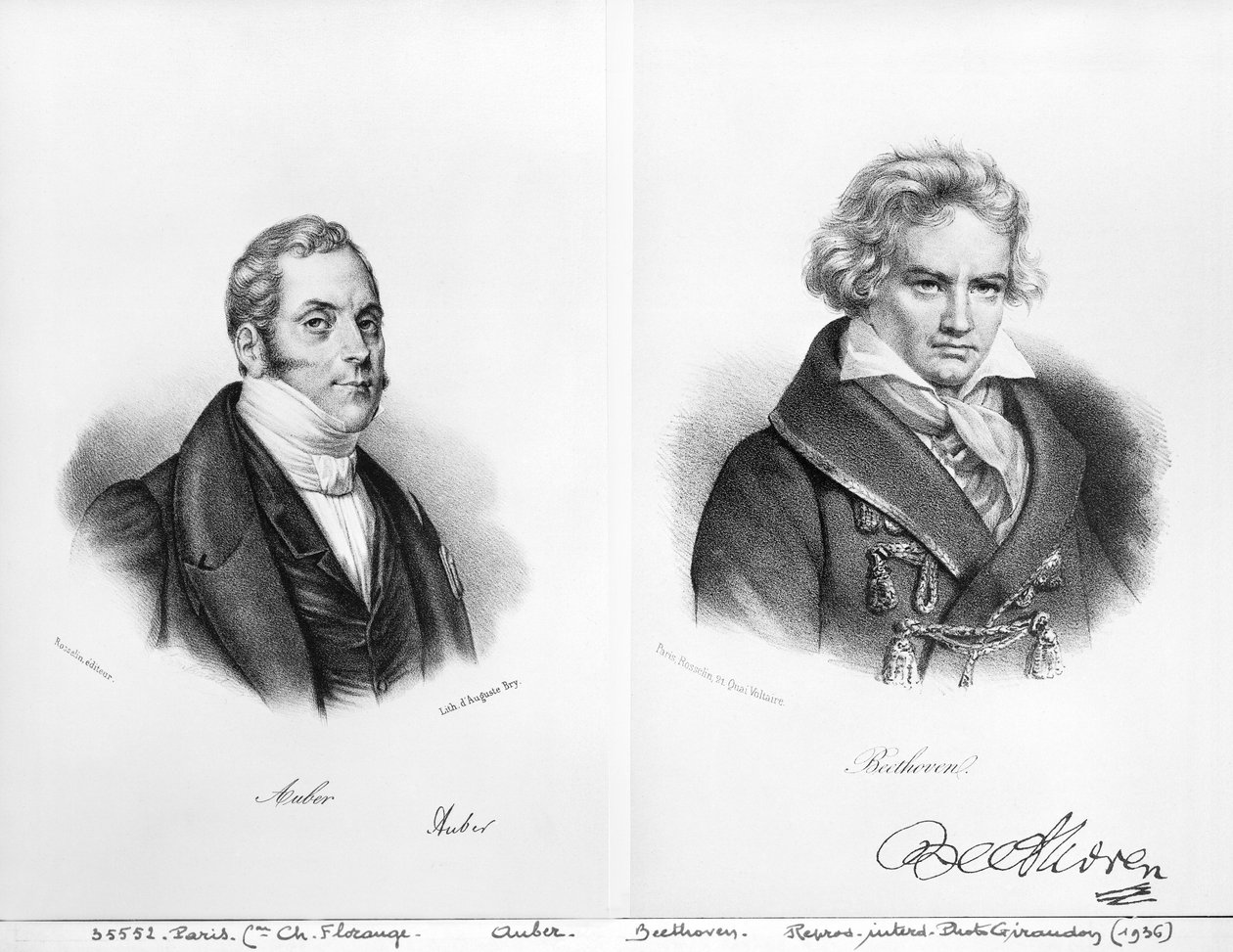 Esprit Auber (1782-1871) en Ludwig van Beethoven (1770-1827) door Auguste Bry