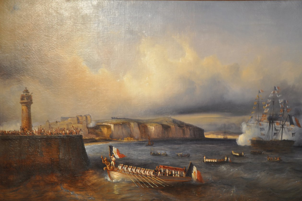 Koning Louis-Philippe komt aan in de haven van Dieppe (Frankrijk, Normandië) door Jean Marie Auguste Jugelet