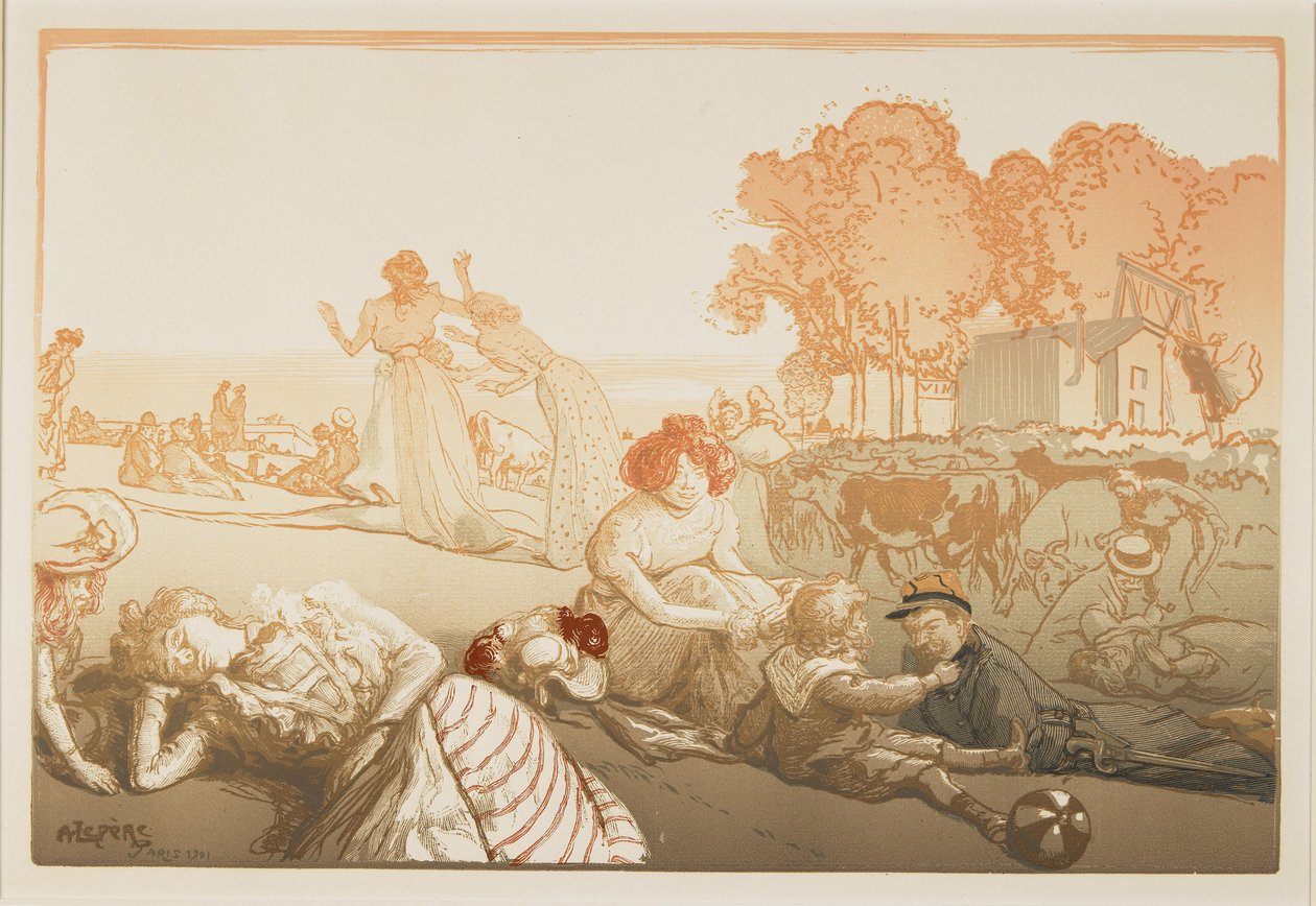 Moderne Bucolique, 1901 door Auguste Louis Lepère