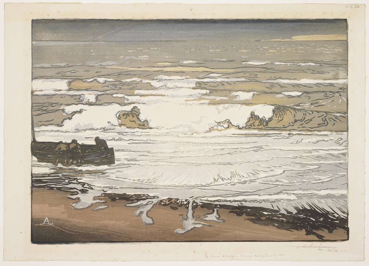 De golven breken, september getij, 1901 door Auguste Louis Lepère