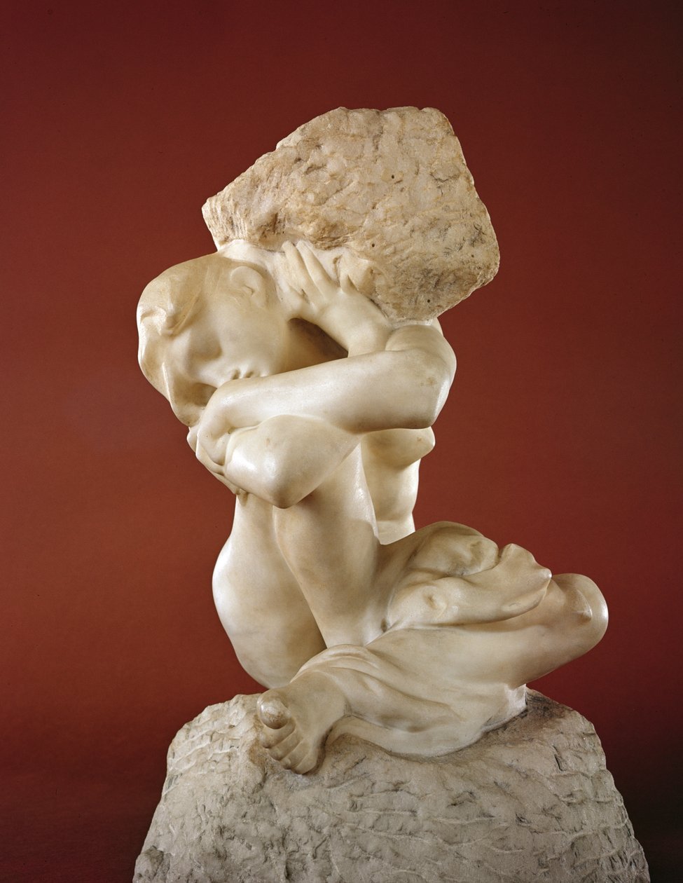 Kariatide met een steen, 1881-82 door Auguste Rodin