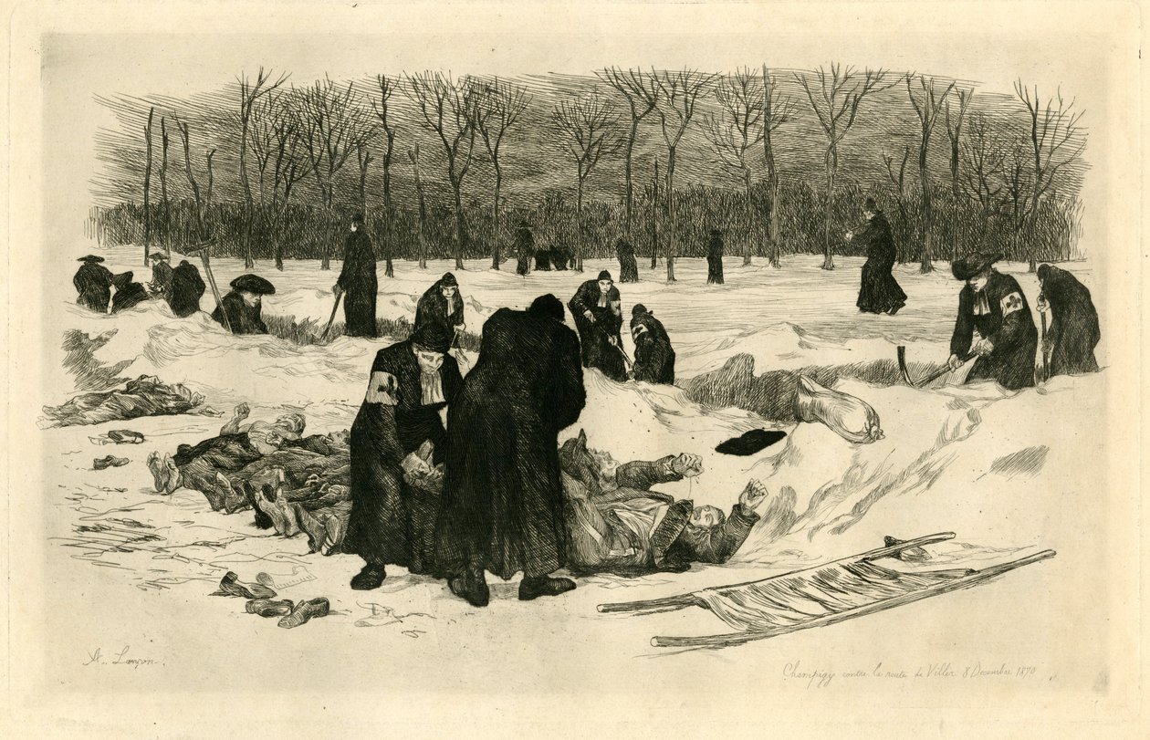 Doden begraven in de sneeuw door Auguste Andre Lancon