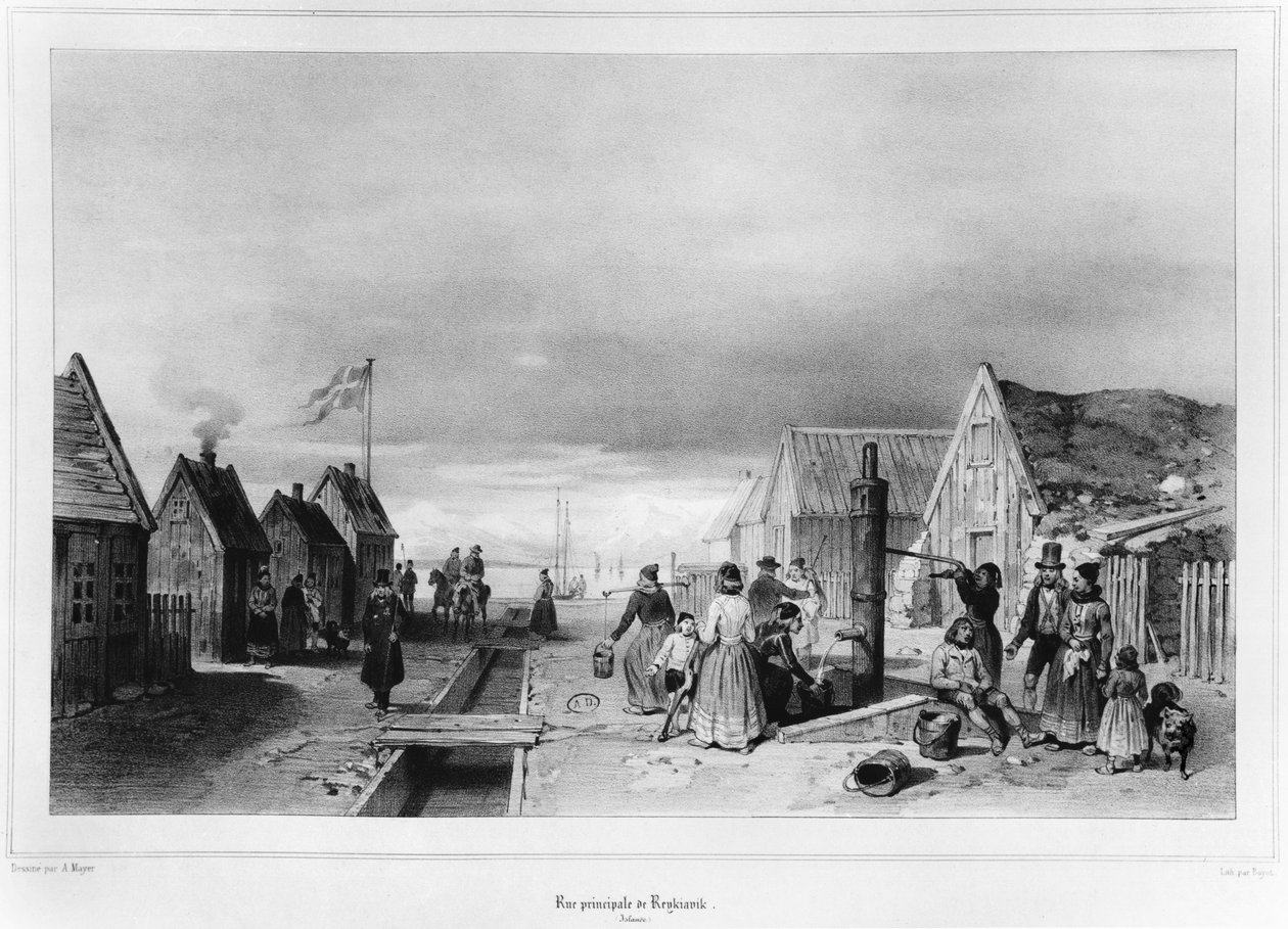 De Hoofdstraat, Reykjavik door Auguste Etienne Francois Mayer