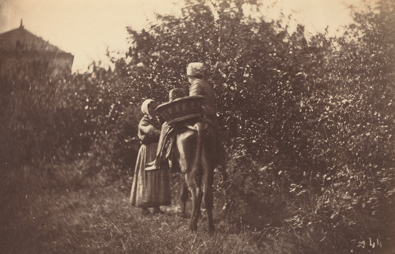 Twee vrouwen met ezel door Auguste Giraudon