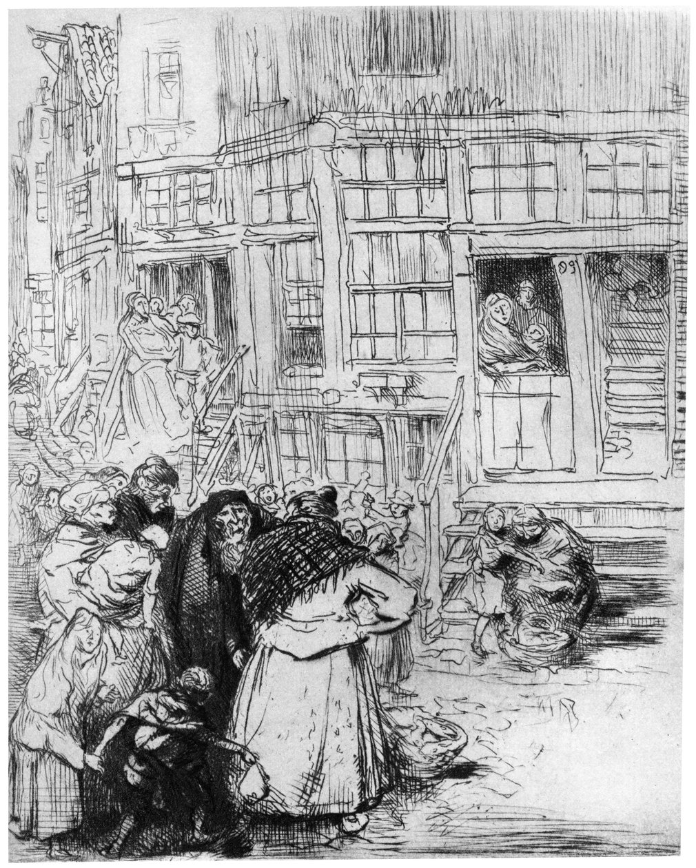 Joodse Wijk in Amsterdam, ca. 1870-1910 door Auguste Louis Lepère