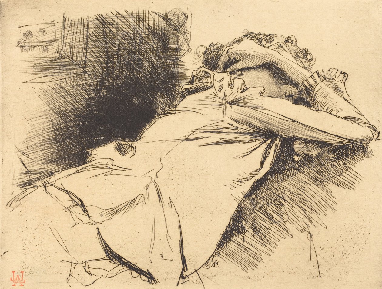 Liggende Vrouw Slapend (Femme couchée sommeillant), 1892 door Auguste Lepere